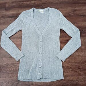 Vintage Norton's Point Silver Metallic Cardigan Lightweight Sweater XS